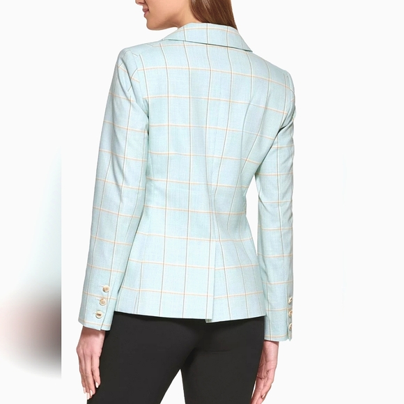 DKNY WOMEN'S DOUBLE BREASTED BLAZER IN MINT GREEN DOUBLE-BREASTED PATTERN - Picture 2 of 8